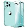 ORETECH Cover Compatibile con iPhone 14 Pro Max con [ 2 x Pellicola Protettiva Vetro Temperato] 2 in 1 Ultra Sottile Antiurto Hard PC Silicone Anti Graffio Cover - Menta Verde