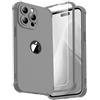 ORETECH Compatibile con Cover iPhone 14 Pro Max,Custodia iPhone 14 Pro Max con [ 2 x Pellicola Protettiva Vetro Temperato] 2 in 1 Ultra Sottile Antiurto Hard PC Silicone Anti Graffio Cover - Grigio