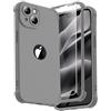 ORETECH Compatibile con Cover iPhone 14 Plus,Custodia iPhone 14 Plus con 2 x Pellicola Protettiva Vetro Temperato Ultra Sottile Antiurto Hard PC Silicone Anti Graffio Cover - Grigio