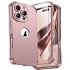 ORETECH Cover per iPhone16 Pro Max,Custodia iPhone 16 Pro Max con [2 x Pellicole Vetro Temperato][Protezione Completa Della Fotocamera] Custodia Ultra Sottile Silicone Anti-Graffio TPU Antiurto-Rosa