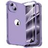 ORETECH Compatibile con Cover iPhone 14, Custodia iPhone 14 con [ 2 x Pellicola Protettiva Vetro Temperato] 2 in 1 Ultra Sottile Antiurto Hard PC Silicone Anti Graffio Cover per iphone 14 - Lillà
