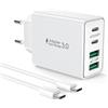 LumFocus Caricatore USB C with 2M Cavo USBC Rapido Presa Caricabatterie for iPhone 16 15 Pro Max Plus, iPad, Samsung Galaxy S25/S24, 40W 4-Porto Spina USB Multiplo Alimentatore Adattatore Carica
