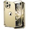 ORETECH Cover iPhone 14 Pro,Custodia iPhone 14 Pro con [ 2 x Pellicola Vetro Temperato] 2 in 1 Ultra Sottile Antiurto Hard PC Silicone Anti Graffio Cover - Oro