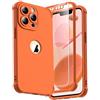 ORETECH per Cover iPhone 13 Pro Max 6,7 Pollici, Custodia iPhone 13 Pro Max [2 x Pellicola Protettiva Vetro Temperato] [Protezione dell'obiettivo della fotocamera] Cover Antiurto in Silicone - Arancia