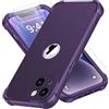 ORETECH Compatibile con Cover iPhone 14, Custodie iPhone 14 con [ 2 x Pellicola Protettiva Vetro Temperato] 2 in 1 Ultra Sottile Antiurto Hard PC Silicone Anti Graffio Cover per iphone 14 - Viola