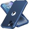 ORETECH Compatibile con Cover iPhone 14, Custodie iPhone 14 con [ 2 x Pellicola Protettiva Vetro Temperato] 2 in 1 Ultra Sottile Antiurto Hard PC Silicone Anti Graffio Cover per iphone 14 - Blu