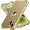 ORETECH Compatibile con Cover iPhone 14 Plus,Custodia iPhone 14 Plus con 2 x Pellicola Protettiva Vetro Temperato Ultra Sottile Antiurto Hard PC Silicone Anti Graffio Cover - Oro