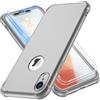 ORETECH Compatibile con Cover iPhone XR, Custodia per iPhone XR, con [2 x Pellicola Protettiva Vetro Temperato] 360 Antiurto Ultra Sottile Hard PC TPU Silicone Anti Graffio Case per iPhone XR-Argento