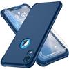 ORETECH Compatibile con Cover iPhone XR, Custodia per iPhone XR, con[2 x Pellicola Protettiva Vetro Temperato] 360 Antiurto Ultra Sottile Hard PC TPU Silicone Anti Graffio Cover-Blu