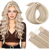 LaaVoo Iniezione Cuciti Invisibili Extension Capelli Veri Biadesivo Biondo Sporco Highlight Biondo Candido 45cm 50g 20pcs, Capelli Remy Morbidi, Volume Istantaneo, Feste e Cerimonie #18-613