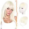 BARSDAR Capelli Veri Umani Clip in Frangetta, Umani Capelli Clip in Frangetta per Donna Biondo Platino Fringe Extensions Fringe con Temples Wispy Bang Posticci Aspetto Naturale Leggeri Dyeable