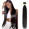 Hxxcoup Straight Bundles Human Hair Extension tessuto capelli Umani Double Weft Brazilian Virgin Human Hair 1B Natural Black Minimal Tangle & Shedding For Women 100g/1pc 22 Pollice