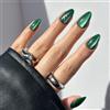 Glamnetic Unghie finte Harry Potter X - Serpeverde | Unghie corte mandorle con stampa a serpente verde e finitura vellutata | 15 misure - Kit di 30 unghie con colla