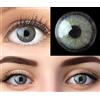 GLAMLENS Lenti a contatto colorate grigio Mirel Dark Grey - mensili - con porta lenti a contatto -grigie naturali in silicone idrogel - 2 pezzi - senza correzione 0.00 diottrie lente a contatto