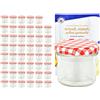 MamboCat Set di 48 vasetti da 125 ml con coperchio a quadretti rossi e bianchi To 66, con ricettario per marmellate, barattoli per conserve