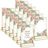 DAJAVE 12 Pezzi Cornici per Foto in Acrilico Dorato a Doppia Faccia A5, 10x15 cm Porta Segnaletica in Acrilico Trasparente con Bordo Dorato, per Numeri Verticale Segna Tavolo Matrimonio e Altro