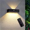 ACMHNC Applique da Esterno Solare, Applique da Parete Esterno LED con Sensore di Movimento, Impermeabile, 4400 mAh, Lampada Parete Up & Down in Alluminio, 3 Colori, Telecomando, per Giardino Terrazzo