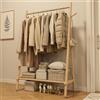 AQIMUELE Stand Appendiabiti con Ruote, Attaccapanni in Legno, 43 x 100 x 157 cm, Appendiabiti da Terra, Resistente, Facile da Montare e Spostare, con Supporto per Scarpe (Naturale)