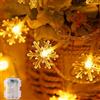 sukaudiz Luci Natale Esterno Batteria, 6M*40 Fiocco di Neve Luci, IP65 Impermeabile Luci Led a Batteria, Luci Led Albero di Natale Catene Luminose per Interno, Balcone, Giardino, Esterno(Bianco Caldo)