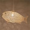 ENTHERONIC Lampada a Sospensione in Rattan Intrecciato a Mano, Paralume a Forma di Pesce in Vimini, Lampada a Sospensione Decorativa, Semplice Lampada a Sospensione Regolabile E27 per Sala da Pranzo