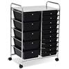 COSTWAY Carrello con 15 Cassetti Impilabili, Carrello di Stoccaggio con Ruote, Carello Portaoggetti per Casa e Ufficio, 62,5 x 37 x 87 cm (Nero)