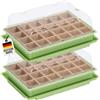 WELLGRO Mini Serra Per 24 Piante, Plastica/Cellulosa, Quantità Selezionabile, Ca. 27 X 19 X 10 Cm, 2 Pezzi, Verde/Trasparente