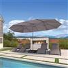 PURPLE LEAF Ombrellone da Giardino Esterno 455 x 270 cm in Alluminio, Grande Ombrellone Doppio con Piedino, per Terrazza, Giardino, Balcone e Piscina, Grigio