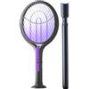 DSFGRTJ Racchetta antizanzare elettrica, Uccidi zanzare ricaricabile 2-in-1 con manico estensibile 106cm, Zappatore rotante 180°, design aderente alle pareti, alimentato USB(Purple With extended rod)