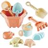 XIQIQI Giochi Da Spiaggia Per Bambini | 10 Pezzi con Secchiello e | Kit per Costruire Castelli di Sabbia Giocattolo Acquatico - Maschi Femmine 1+ Estate Piscina Giardino Vacanze Gite Campeggio