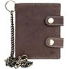 FLW Portafoglio marrone biker in vera pelle naturale con catena in metallo verticale