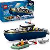 LEGO City Inseguimento del Motoscafo della Polizia ? Include 2 Barche Giocattolo, 3 Minifigure e una Figura di Squalo,Eta 6+