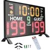 Generic Orologio Cronometro Elettronico per Punteggio di Basket, Tabellone Digitale LED con Telecomando, Timer, 5 Livelli di Luminosità, Segnale Acustico per Partite di Basket, Montaggio a Parete o da Tavolo