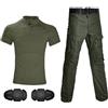 Vynebtrv Completo Tattico Militare da Uomo, Maniche Corte, vestibilità Aderente, Uniforme da Combattimento, Camicia e Pantaloni con Ginocchiere(Black,M/32)