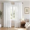 Mrs.Naturall Tende stile fattoria, lunghe 274 cm, per soggiorno, set di 2 pannelli, tasca per asta, in lino semitrasparente, semplici, extra lunghe, per soffitti alti, porte del patio, bohémien, chic, bianco puro