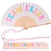 Fisura - Ventaglio in legno con messaggio "team calor". Accessorio originale e colorato, ventaglio portatile beige con gancio pratico. Ideale per chi ama il caldo. Dimensioni: 42,5 x 23 cm