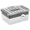 SUNWARE perfectly organised Sunware Q-line Scatola Plastica con Coperchio 15L - 40x30x18cm - Box Portaoggetti Impilabile con Insetto - Contenitore Plastica Trasparente