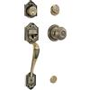 SCHLAGE F60VPAR609GEO Maniglia anteriore in Partenone con pomello georgiano catenaccio chiave 1 lato, ottone anticato