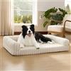Bedsure Cuccia Ortopedica per Cani Grandi - 89x64x18cm Letto Ortopedico in Memory Foam con Bordi, Impermeabile, Base Antiscivolo e Fodera in Velluto a Coste Sfoderabile, Crema