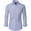 DEMEANOR Camicia da uomo a maniche lunghe, da lavoro, slim fit, business, facile da stirare, per il tempo libero, Celeste., L