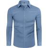 DEMEANOR Camicia da uomo a maniche lunghe elasticizzata slim fit casual business antipiega, Celeste., S