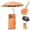 Kiorafoto Ombrello magnetico UPF 45+ con rivestimento nero anti-UV, ombrello per cellulare con design pieghevole e anello per telefono, per guardare video Tiktok all'aperto, spiaggia, antiriflesso, videogiochi