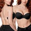 YANDW Strapless Bra with Clear Back Invisible Strap Push Up Padded Underwire Backless Halter Bralette 32A, Black