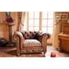 PIB Poltrona Chesterfield in pelle marrone, stile industriale, 123x97x78 cm, design iconico e confortevole