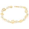 Monde Petit Bracciale Ragazza Oro Giallo 9K Perla Roton3,5 mm Fiori Margherita Brillanti 13 cm - Certificato di garanzia - 1424