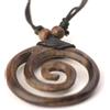 81stgeneration Grande Pendente a Spirale in Legno Marrone | Collane Fatte a Mano in Legno con Cordino Nero | Collana con Ciondolo Tribale Rotondo Regolabile | Bigiotteria Hippie