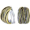 Bling Jewelry Mezzo Cerchio Stile Gambero Due Toni Perline Di Caviale Intrecciati Crossover Filo Cupola Clip Su Orecchini Per Le Donne Non Forate Orecchie Ossidato Argento Placcato Oro Brass