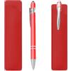 Horktrust Penna a sfera retrattile personalizzata con astuccio in pelle - Inchiostro nero 0,5 mm - Elegante e resistente - Per ufficio, home office e scuola - Idea regalo per aziende e matrimoni (Rosso)