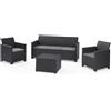 Set da Giardino Divano 2 Poltrone e Tavolino in Resina Keter Emma Lounge Antracite