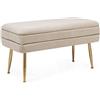 Panca Contenitore Pavlina in Tessuto effetto Velluto Beige