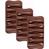 BREEZO Stampi in silicone per cioccolatini, 6 cavità a forma di cucchiaio, antiaderenti, riutilizzabili, per dolci, fondant, gelatine, cioccolato e pane, 3 pezzi
